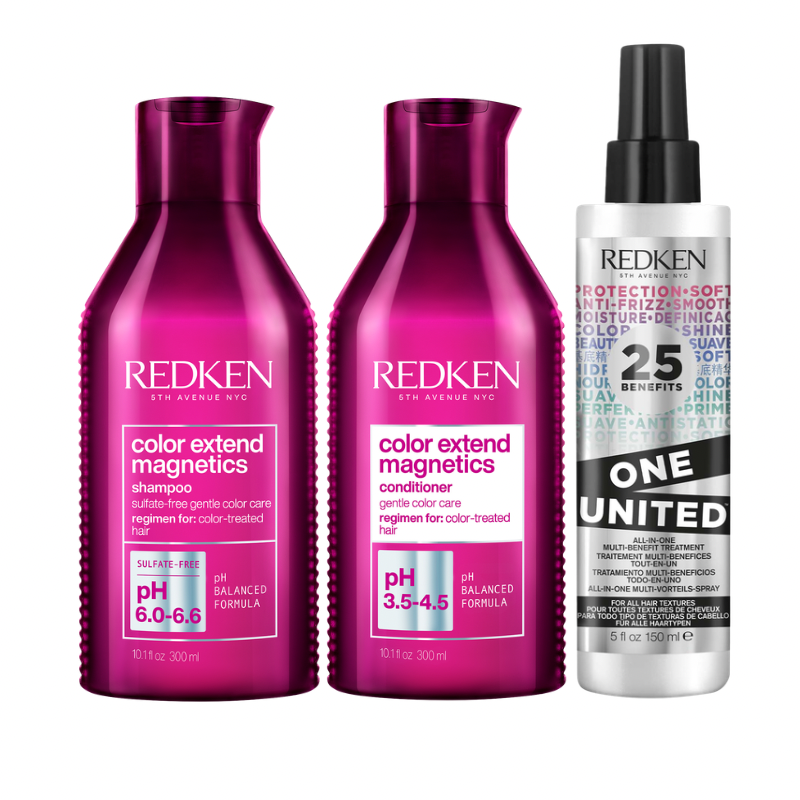 Redken Colour Extend Magnetics Shampoo, Conditioner and One United Bundle