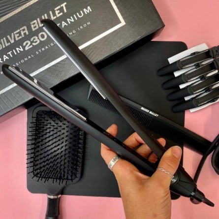 Silver Bullet Keratin 230 Titanium Hair Straightener - Silver Plate 25mm